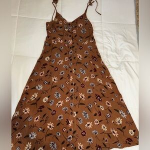 Brown Floral midi dress